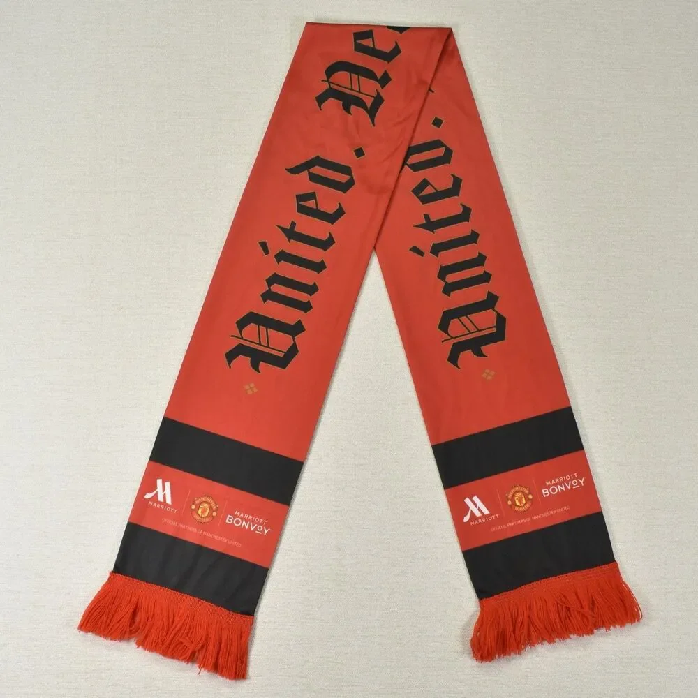 Manchester United Tour 2024 Scarf Red Black Near and Far Marriott Bonvoy Soccer
